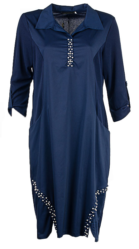 Платье женское комбинированное с бусинами 250361
