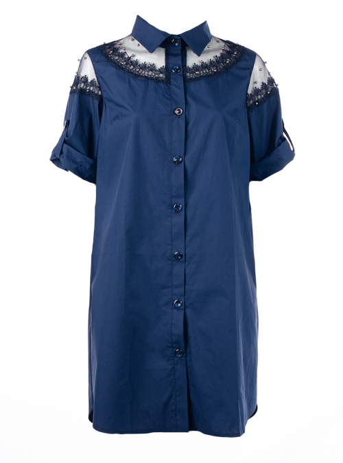 Платье-рубашка женская с бусинами 249353