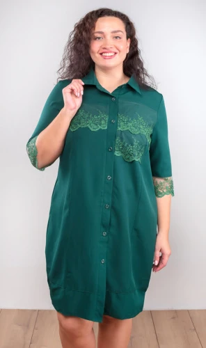 Платье-рубашка с кружевом 249352