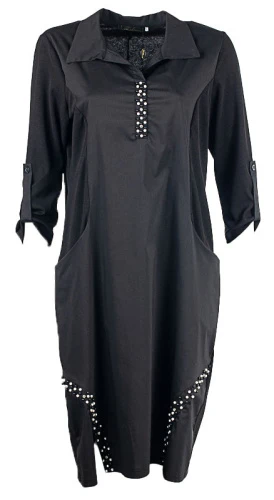 Платье женское комбинированное с бусинами 250361